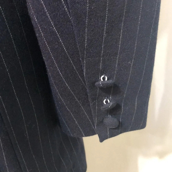 Good American NWT Navy & White Pinstripe Collarless Boss Blazer Dress Size 0 - Picture 10 of 12